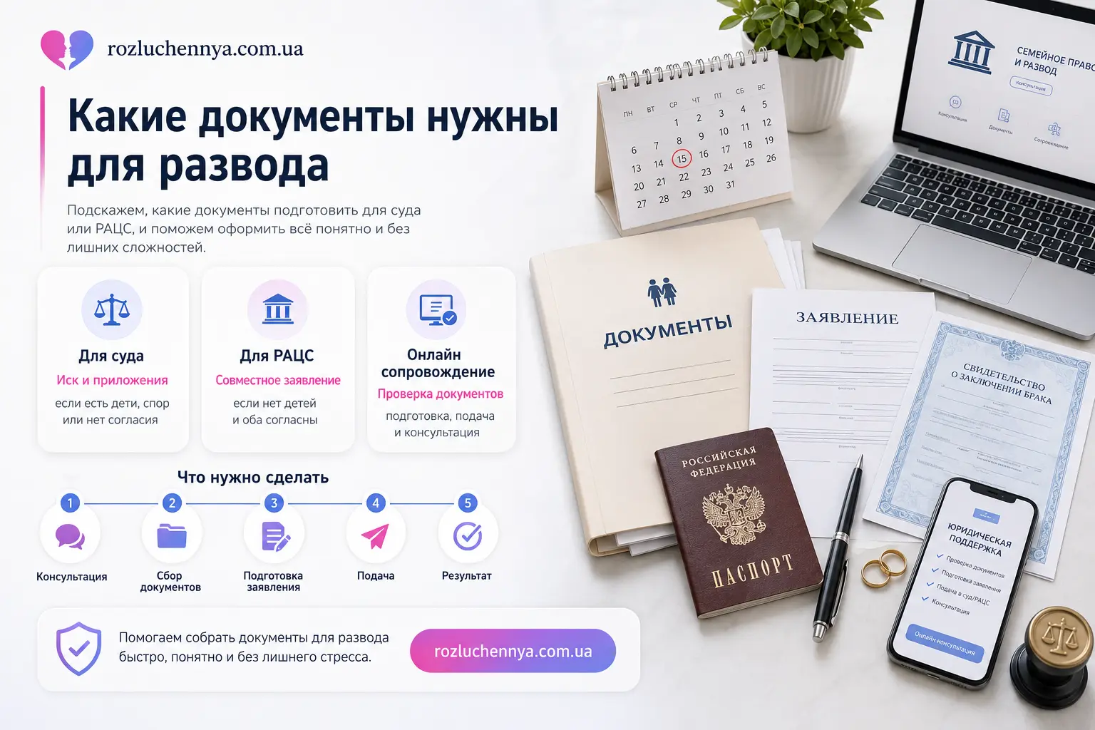 Какие документы нужны для развода через суд или РАЦС