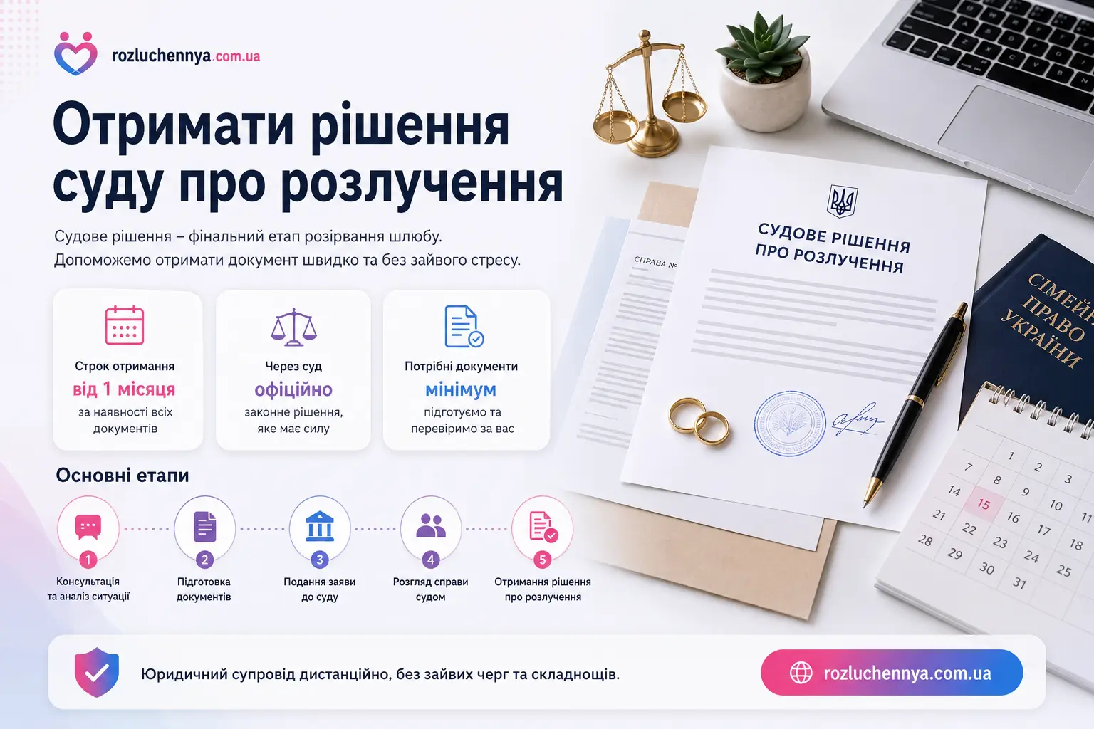 Отримати рішення суду про розлучення в Україні через суд онлайн