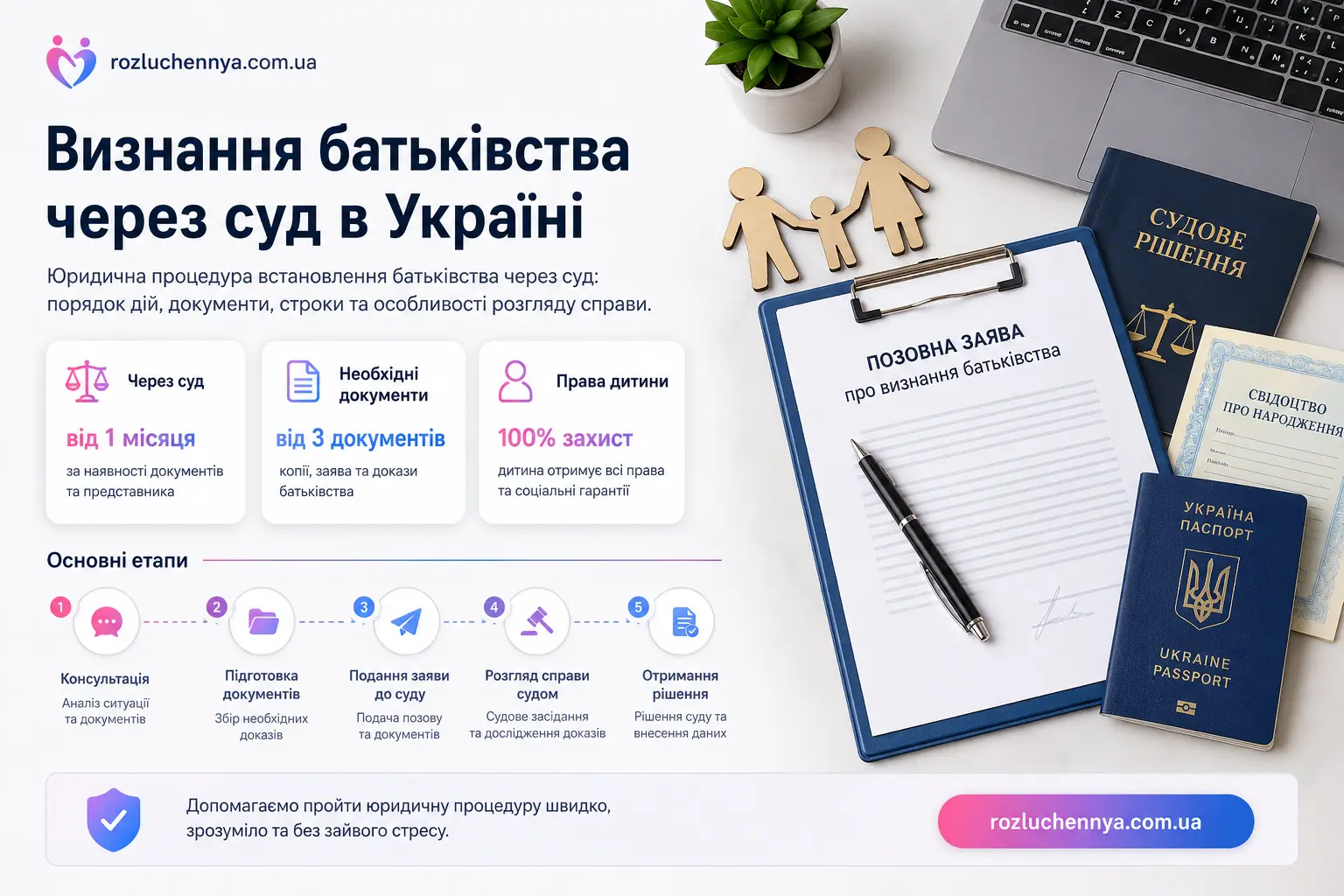 Визнання батьківства через суд в Україні, позовна заява, документи та юридичний супровід справи