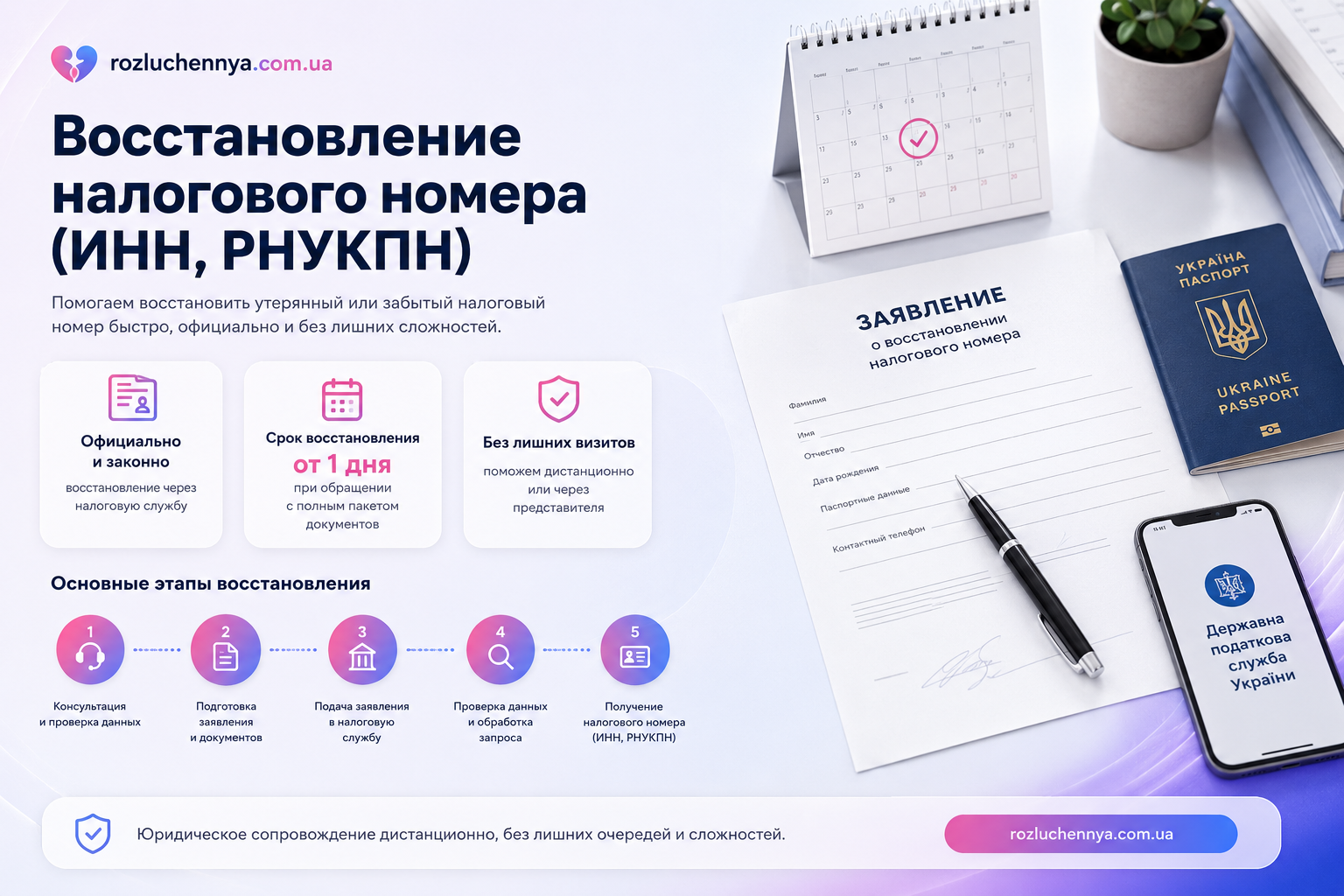 Восстановление налогового номера ИНН и РНУКПН в Украине с юридическим сопровождением